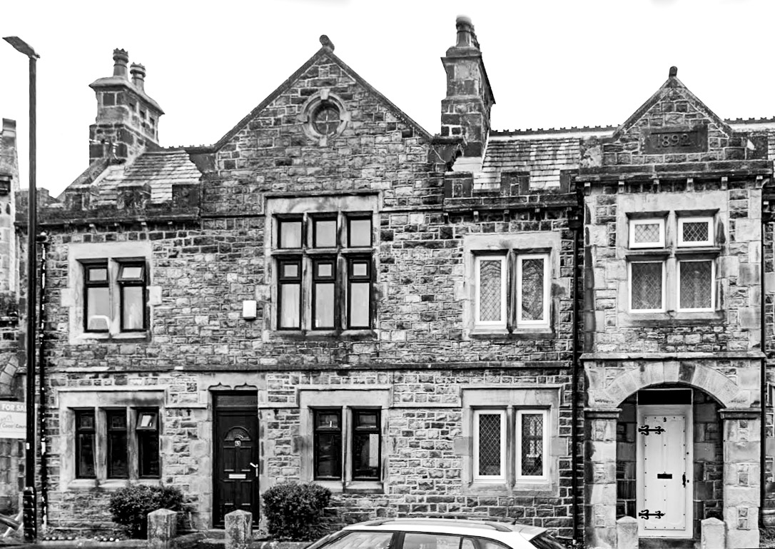tower cottages front black & white